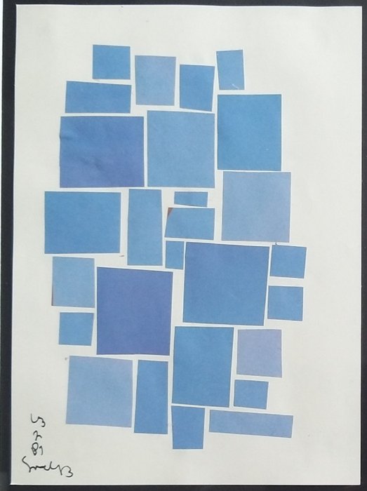 Siep van den Berg - Abstracte compositie in blauw