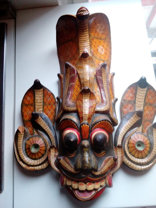Naamio - Puu - Demon - Naga Raksha (cobra demone) - Sri Lanka - 1900-luvun lopulla