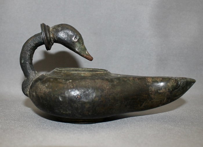 Roma antica Bronzo Duck Oil Lamp
