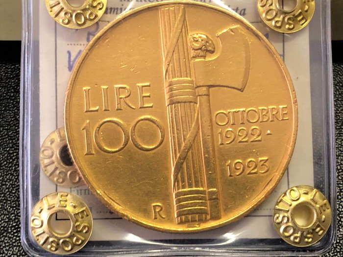 Itália - Reino da Itália - 100 Lire - 1923 - "Fascione" - Vittorio Emanuele III - Ouro