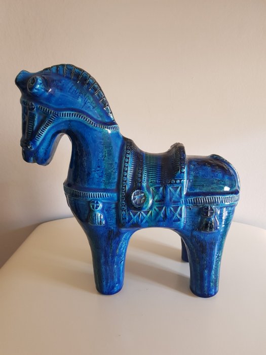 Aldo Londi - Bitossi - Cavallo in ceramica - Rimini Blu