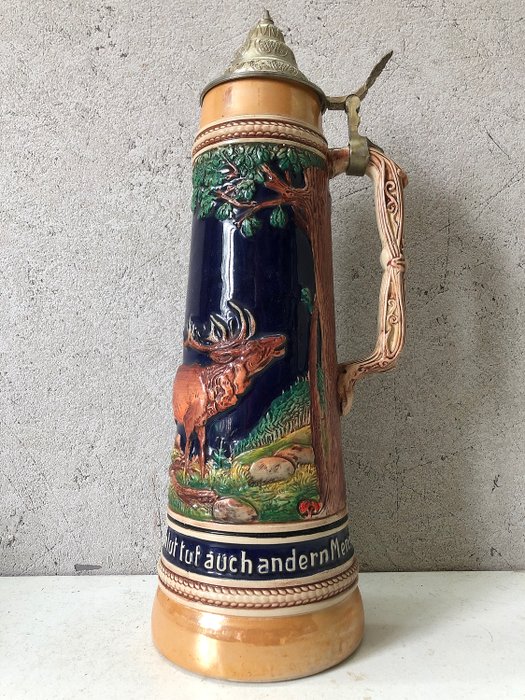 Original Gerz - Enorme taza de cerveza alemana de dos litros (1) - Loza de barro