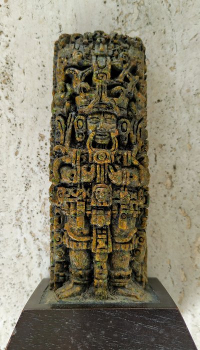 Statuette totem Maya Dio Chaac - bois / terre cuite - Vintage vintage authentique - Mexique 