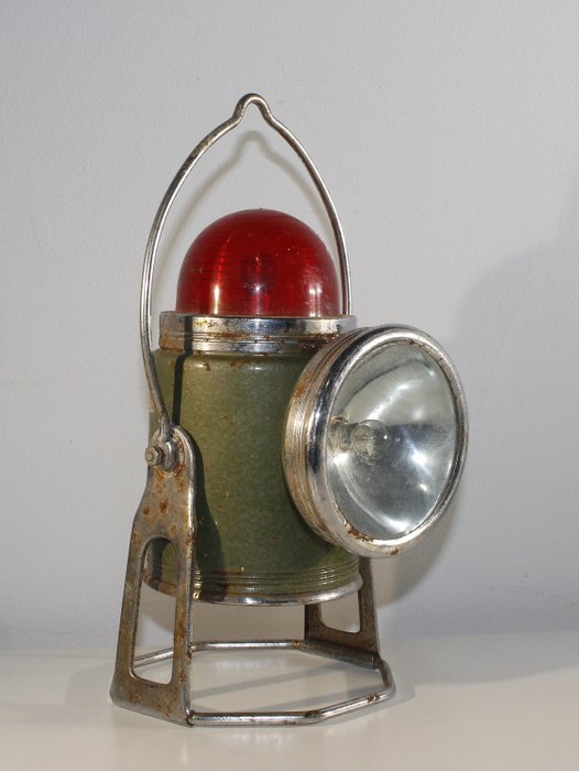 Antique Techniczna lampa górnicza - Imperium Brytyjskie - Emalia