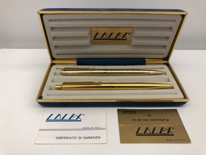 Lalex - 2枚Lalex镀金22 kt圆珠笔。 - 2