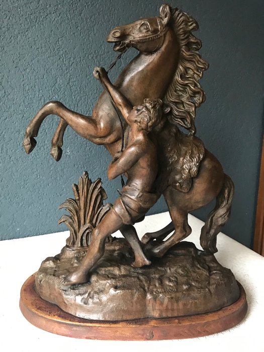 After Guillaume Coustou - Prancing horse, Sculpture - Wood, Zamac - Early 20th century