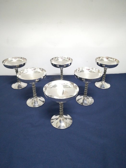 Cortasa M. Plat - 6 Plated Champagne Cups - Silverpläterad - Spanien - 90s / 00s