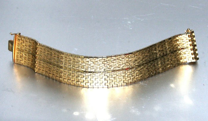 Solid gold plated bracelet with stamped 18 0750 carat. - 1950 - 1970