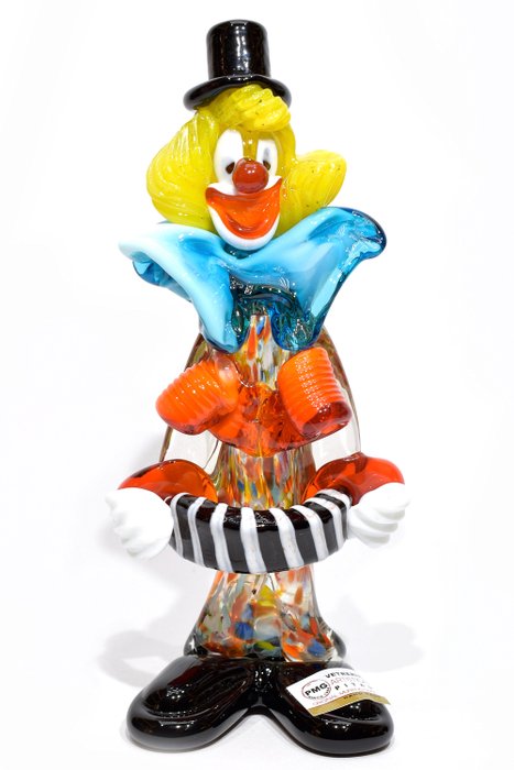Pitau ( Murano )  - Clown med trekkspill - Glass