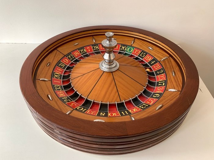 Rueda de ruleta profesional vintage, 79 cm. - Latón, Madera