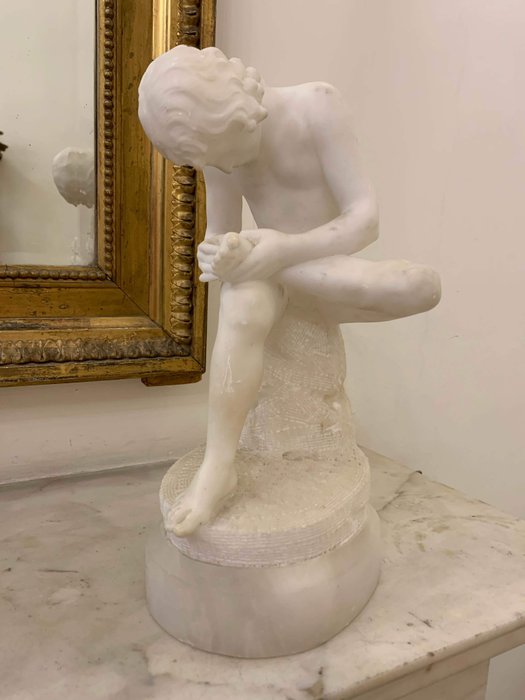 "Lo Spinario", Sculpture (1) - Alabaster, Marble - Late 19th century