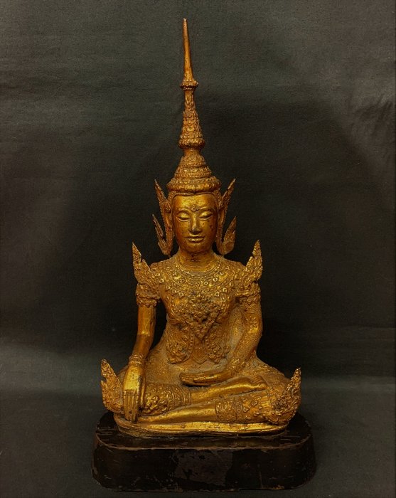 Statua del Buddha - Bronzo dorato - Buddha - Rattanakosin - Tailandia - XIX secolo