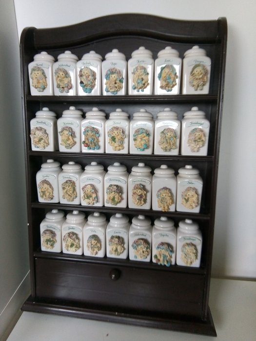 Jitske van Nus - Goldina Art - 配有27个香料罐的调料架 (28) - 陶瓷