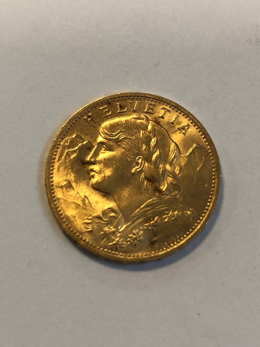 Schweiz - 20 Francs 1922 Vreneli / Helvetia - Gold