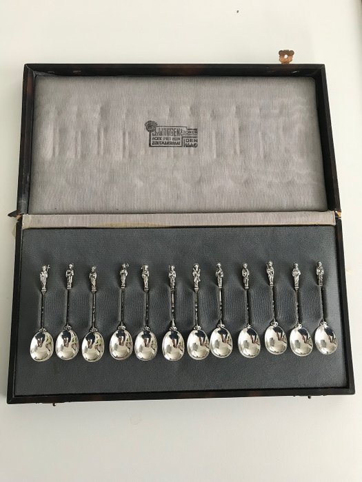 Set of 12 Apostles spoons, Spoon (12) - .833 silver - D. de Jong Wz. - Groningen - Netherlands - Early 20th century