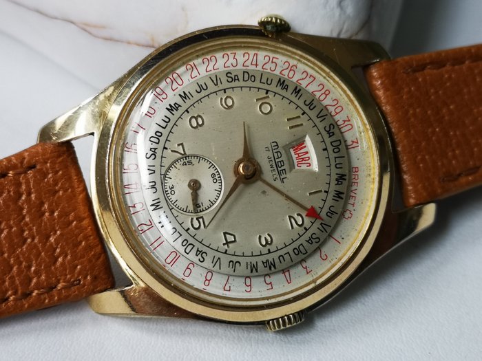 MABEL - (Brevet) Triple Date - Men's Handwinding Watch - Vintage 1950s - Män - 1950-1959
