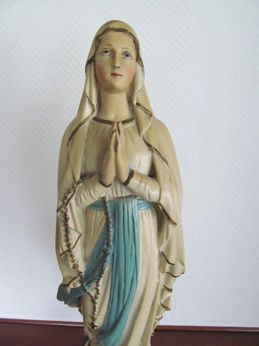 Große alte Statue von Maria aus Gips 65 cm - Gips