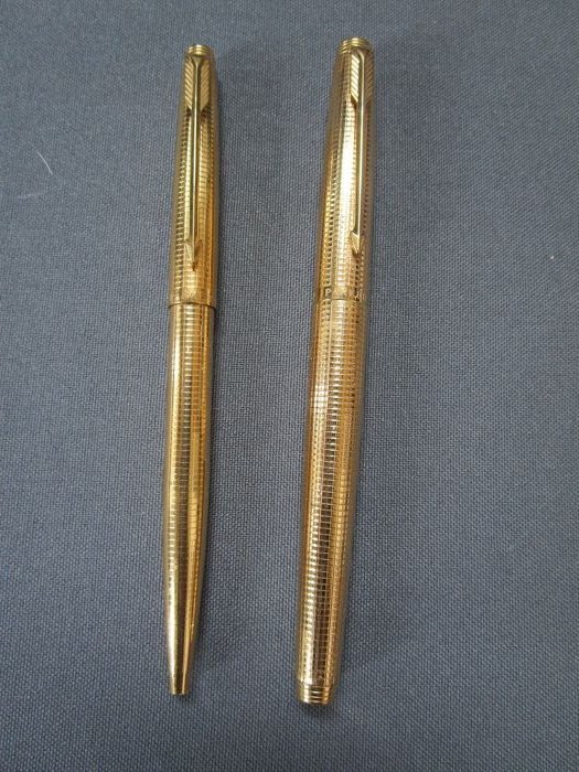  Parker - SET  - Kugelschreiber & Füller 585er/14CT Goldfeder - vergulde behuizing 14K gf (goud gevuld)