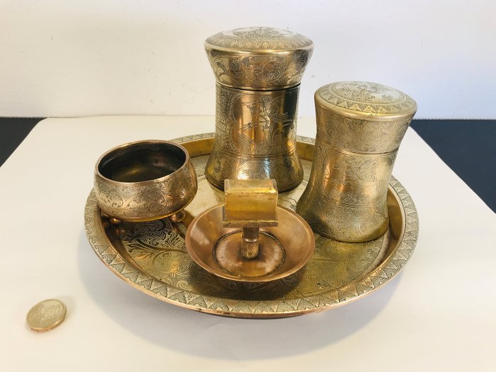 Set of five beautiful Indonesian copperware for smoking (5) - Copper