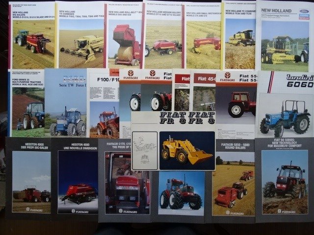 Folletos / Catálogos - FIATAGRI, FORD, LANDINI, NEW HOLLAND Farm Tractors, Harvesters, Big & Round Balers, etc - 1986-1995