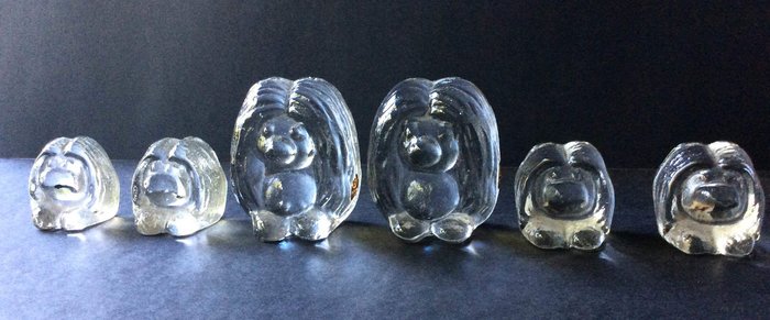 PeterJohansson - Bergdala Glasbruk - Glass Troll figures (6) - Glass