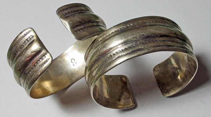 Gamla tunisiska manschett armband (2) - .800 silver - Berbère - Tunisien 