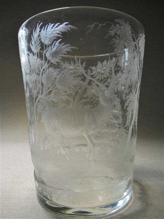 大型古董葡萄冲洗/不倒翁18世纪 (1) - 玻璃