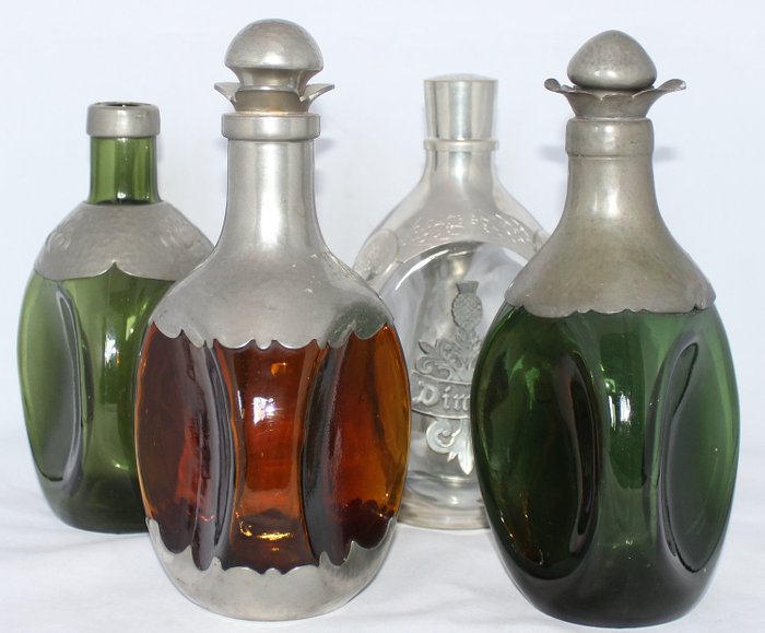 Gero - Bottle, Decanter, Whiskey (4) - Glass, Pewter/Tin