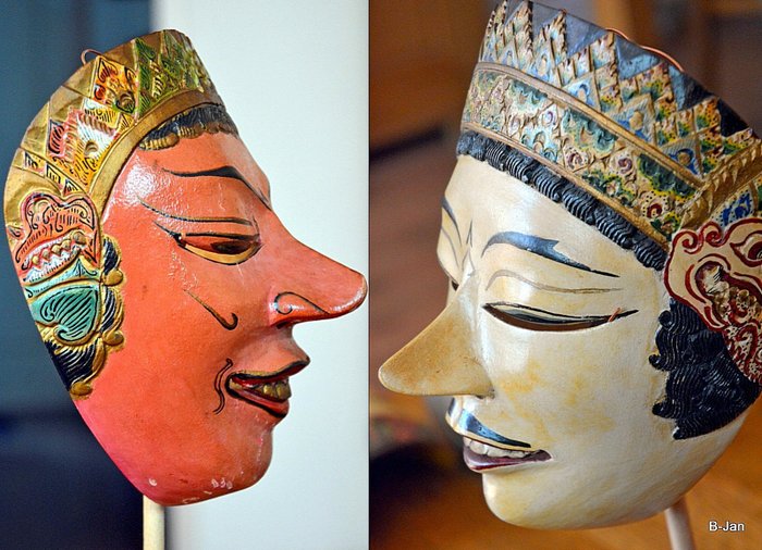 Jawajska maska Wayang Topeng (2) - Drewno - Jawajski Wayang Orang - Jawa, Indonezja 