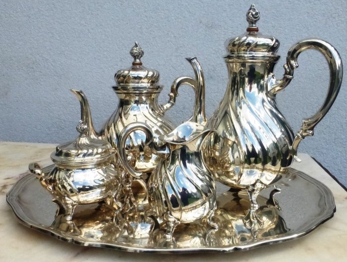 Floreat - Öt darabból álló kávéfőző - alpaka ezüst