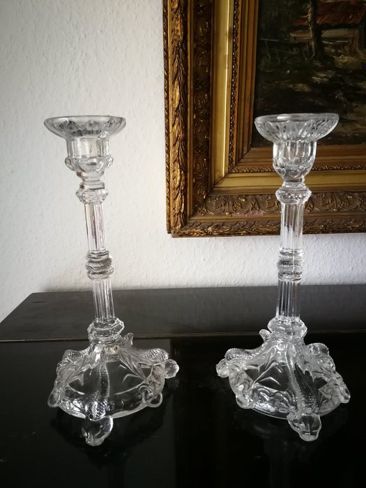 XIX Jhd - Vallerysthal & Portieux - Kerzenständer - Glas