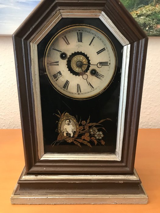 Frumos Antique Junghans Ceas cu alarmă ceas de perete ceas bunicul 1888th - Lemn - secolul al XIX-lea