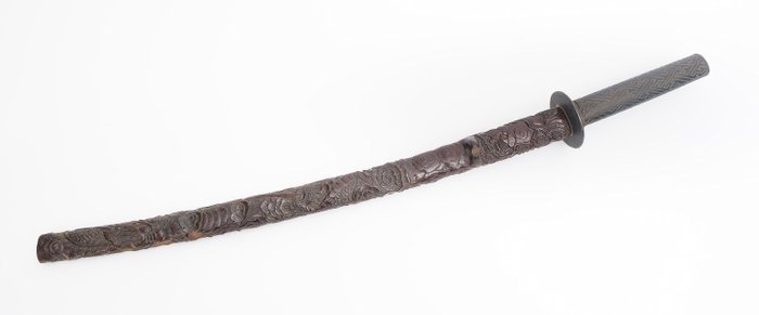 Bokken, Espada de madera con una guarda de espada de hierro (tsuba) - Madera - Japón - Periodo Edo tardío