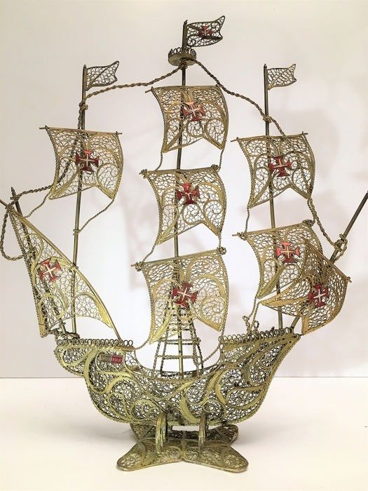 美丽的模型船葡萄牙 - 黄铜, 掐丝