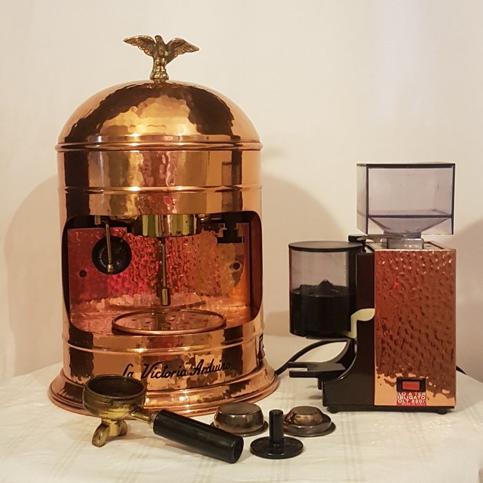 Victoria Arduino - Machine à expresso + moulin à café mod. Vénus - Cuivre