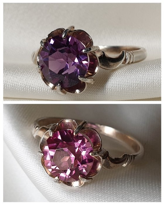 Silver - Vintage ring with Alexandrite Synthetic stone