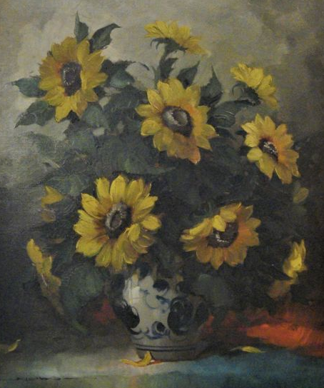 Eduard Nowak (1921) - Stillleben Sonnenblumen in Vase