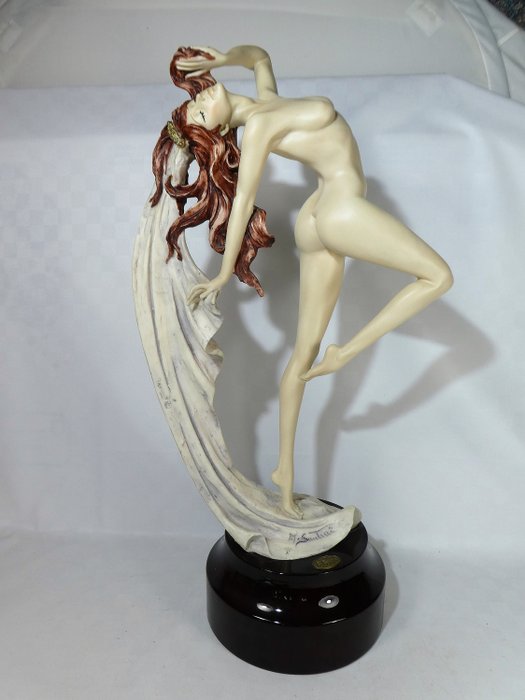 A. Santini, Capodimonte - Large statue nude woman - 57 cm - Resin / polyester / wood