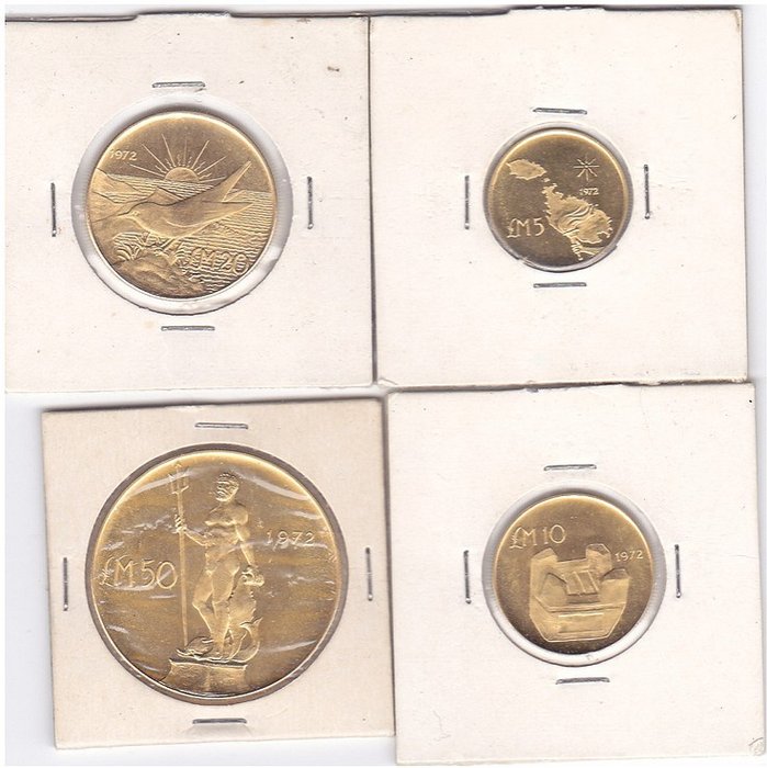 Malta - 5, 10, 20 & 50 Pounds 1972 (serie completa) - Oro