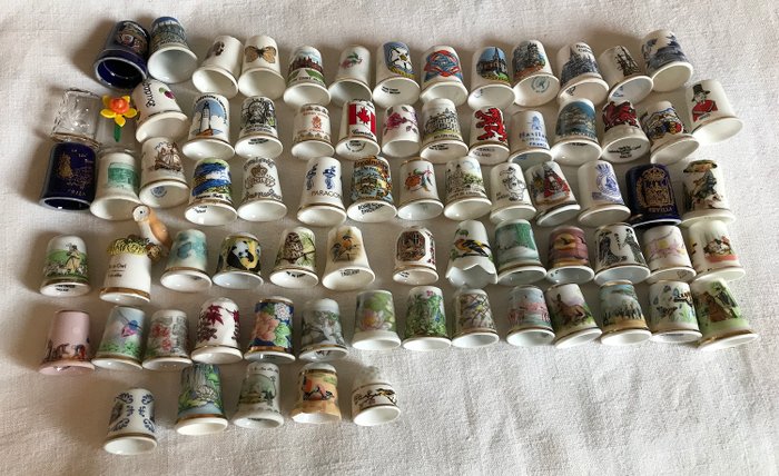Collection of Porcelain Thimbles to Include Limoges and Thimble Collectors Club - Porcelain