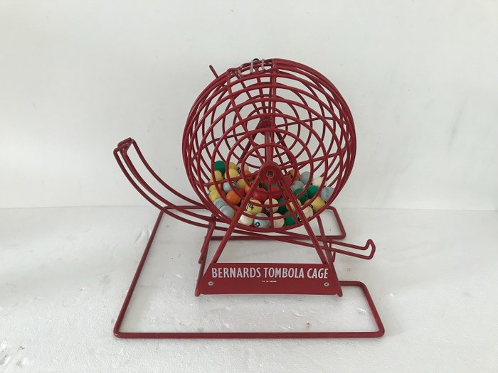 大型複古1940年的賓果遊戲機“Bernhard's Tombola Cage”Tomado風格的彩票選擇器 - 鐵（鑄／鍛）