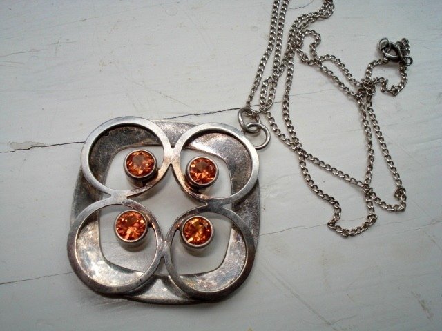 Kulttaseppa Salovaara - 925 Silber - Halskette mit Anhänger Citrin