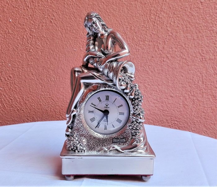 "Ottaviani" Desk Clock - Silver laminated - Italy - Second half 20th century
