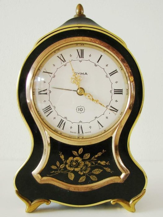 Mantel Clock - Swiss Made Cyma Watch 15 Fifteen Jewels - Black - 20th century