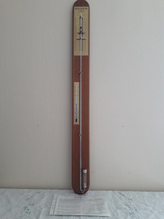 Baromètre Thermomètre BAROSTAR selon TORRICELLI à Mercure - 93 x 8,5 cm - Bois