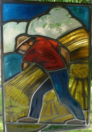 Leo Vingerhoets, farvet glas "Harvest", 1955 underskrevet - Farvet glas