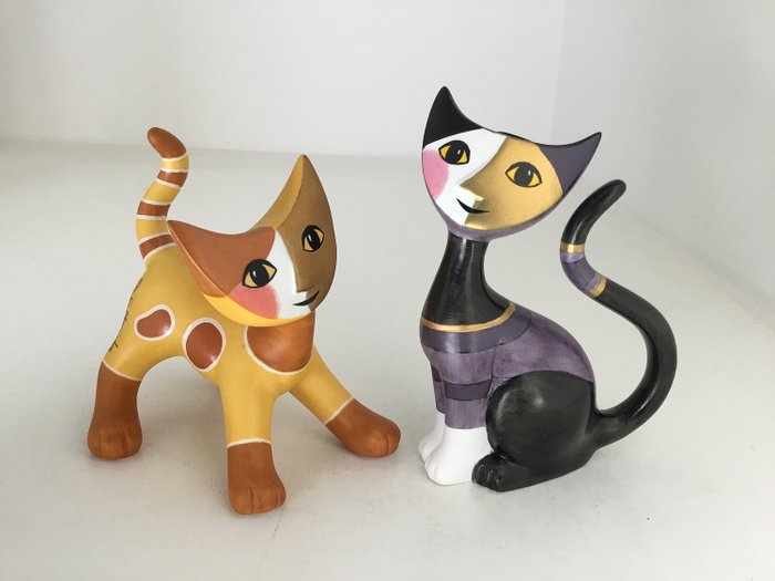 Rosina Wachtmeister Goebel - Dos figuritas de gatos - Porcelana