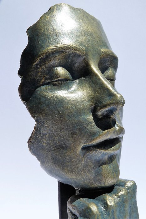 Maria Anglada - 雕像 - 樹脂上的青銅（證書 - 簽名）