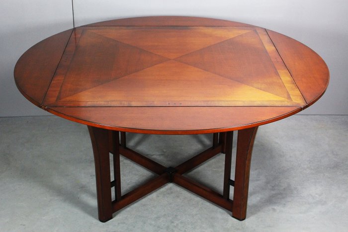 Schuitema - Jugendstil風格的紅木餐桌，折疊鑲嵌葉子