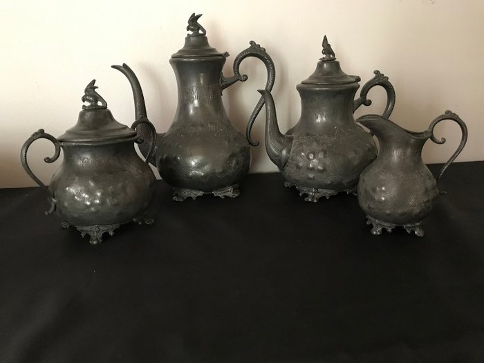 Warranted best electroplate - serviciu de ceai și cafea (1) - Mid-Century Modern - Vase cositorite/Staniu